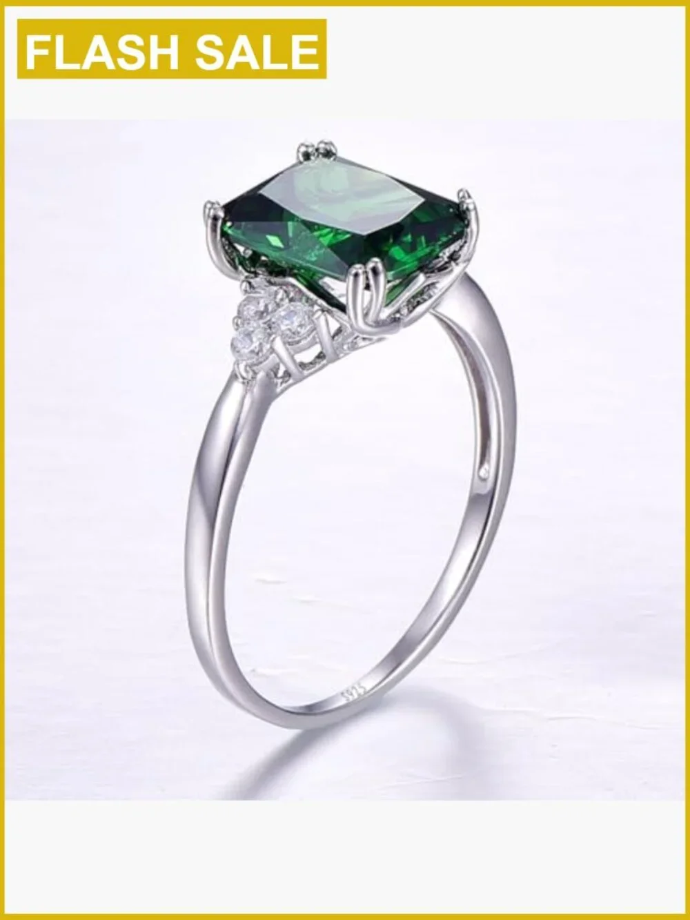 3.5CT Sterling Silver Radiant Cut Cubic Zirconia Engagement Ring